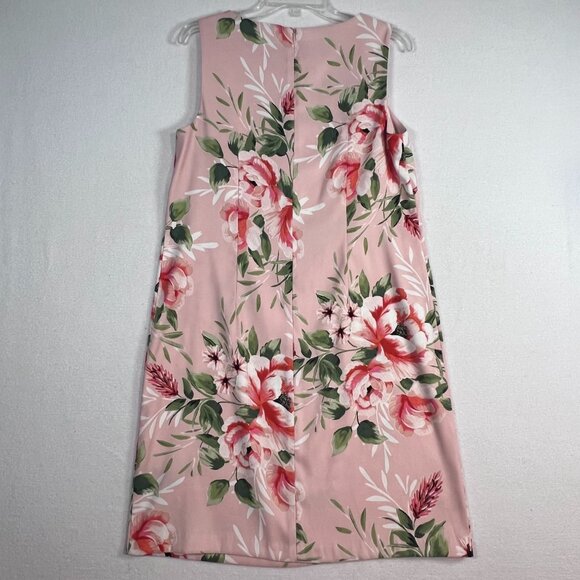 ALYX Midi Dress Sz 10 Sleeveless Pink White Floral Flowers Polyester Spandex - Picture 2 of 16